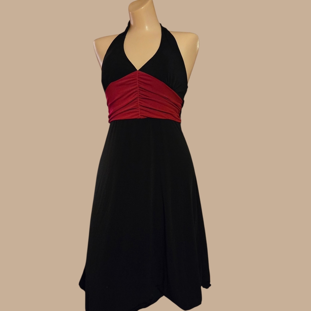 A. Byer Black and Red Backless Dress